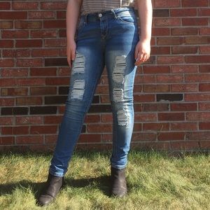 Distressed High-Rise Jeans